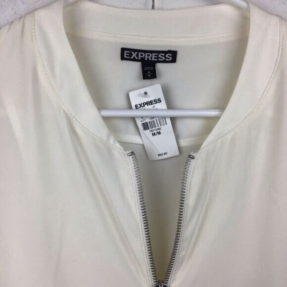 Express Bomber Jacket, NWT Cream Bomber Zip Jacket, Size - Medium - Picture 5 of 8